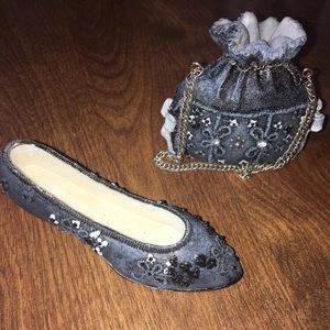 Collectible Nostalgia Miniature Shoe&Purse Black